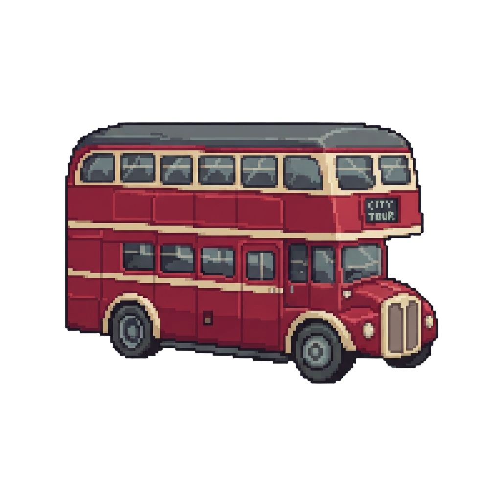 A Row of Vintage Double-decker Buses
