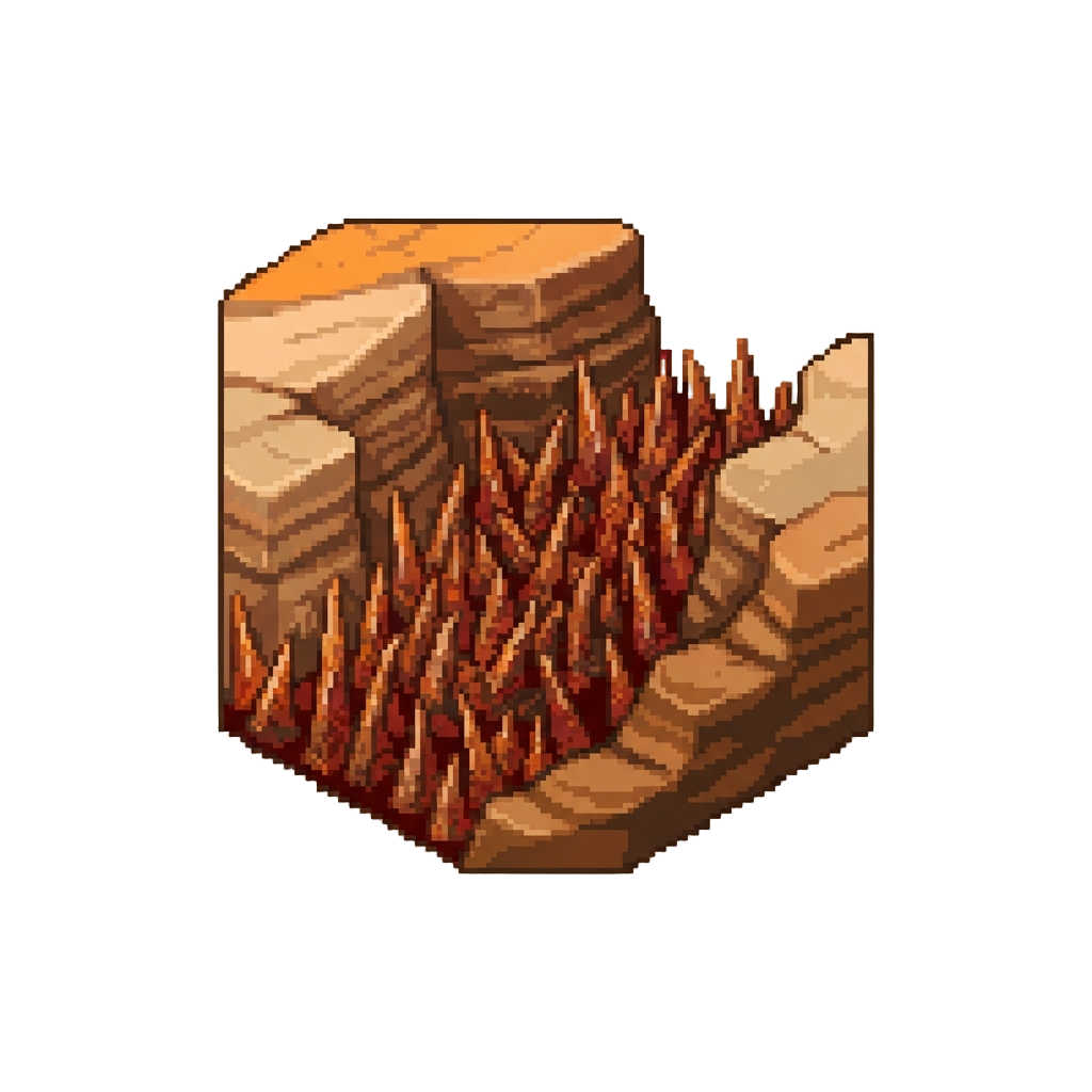 A Canyon Filled with Rusty Spikes
