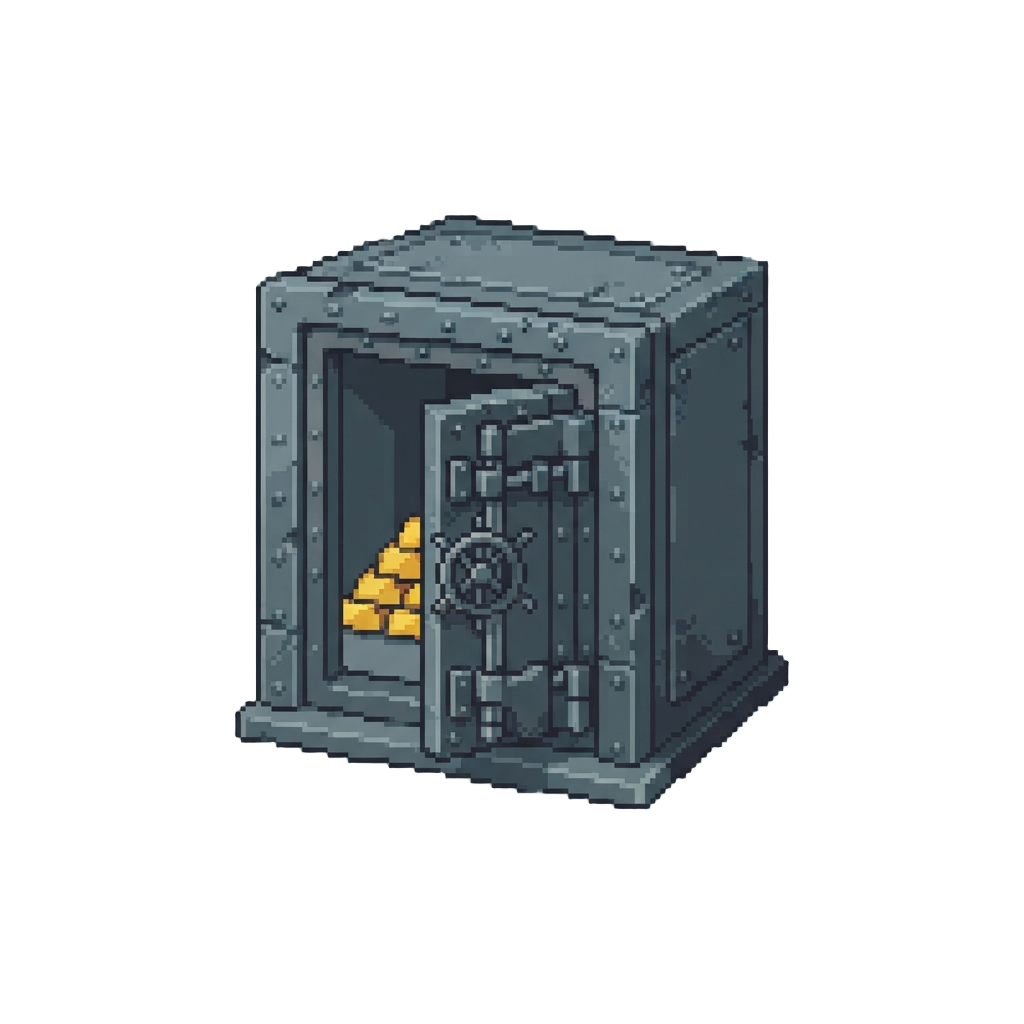A Fortified Gold-bullion Bank Vault with a Heavy Slamming Steel Door