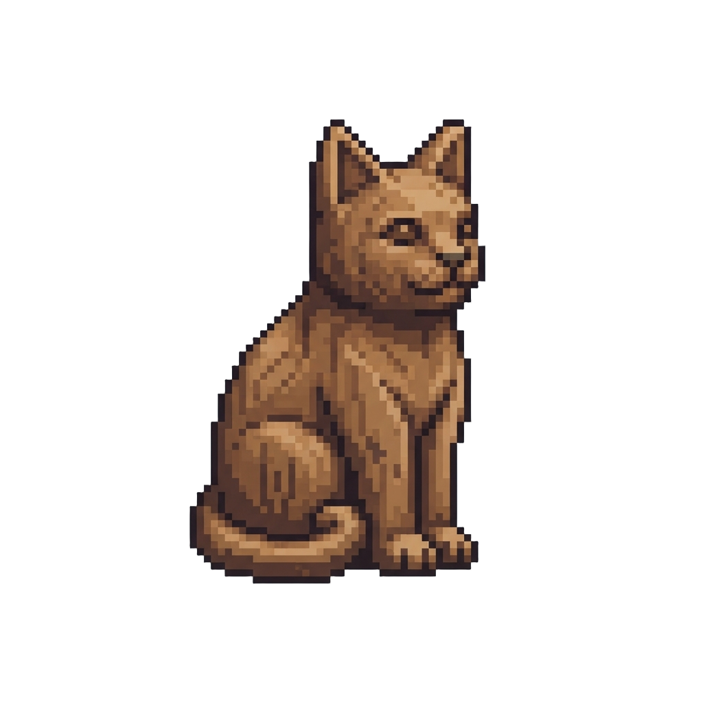 A Wooden Carved Cat Figurine
