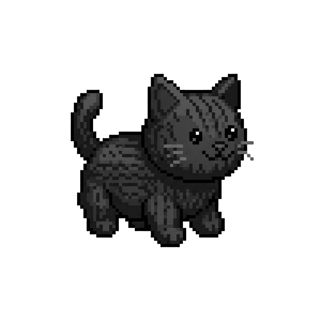 A Fuzzy Knitted Black Cat Doll