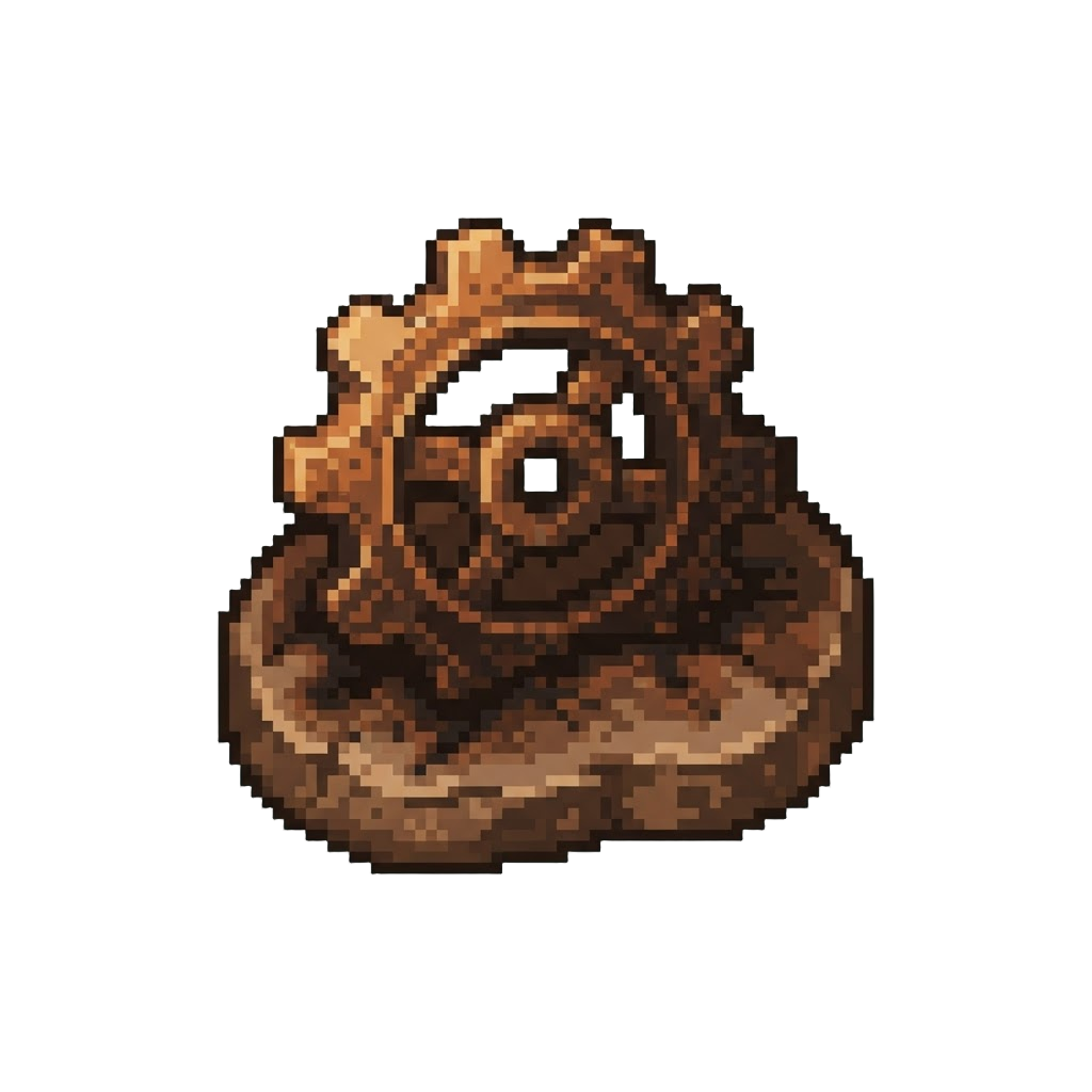 An Old Rusty Gear on Burnt Dough