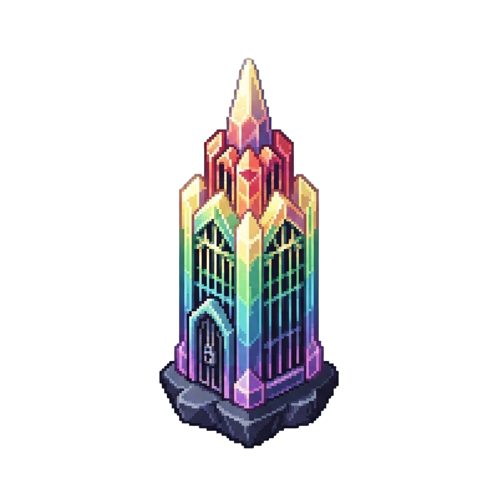 An Ornate Towering Rainbow Crystal Prison