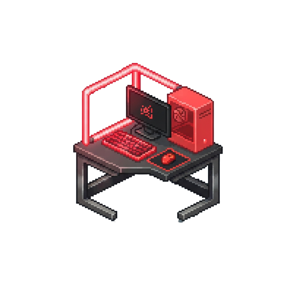 A Bright Red Neon Desk Setup