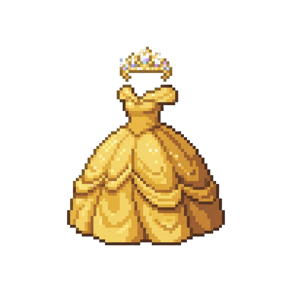 A Royal Glittery Gold Ballgown with a Sparkling Tiara