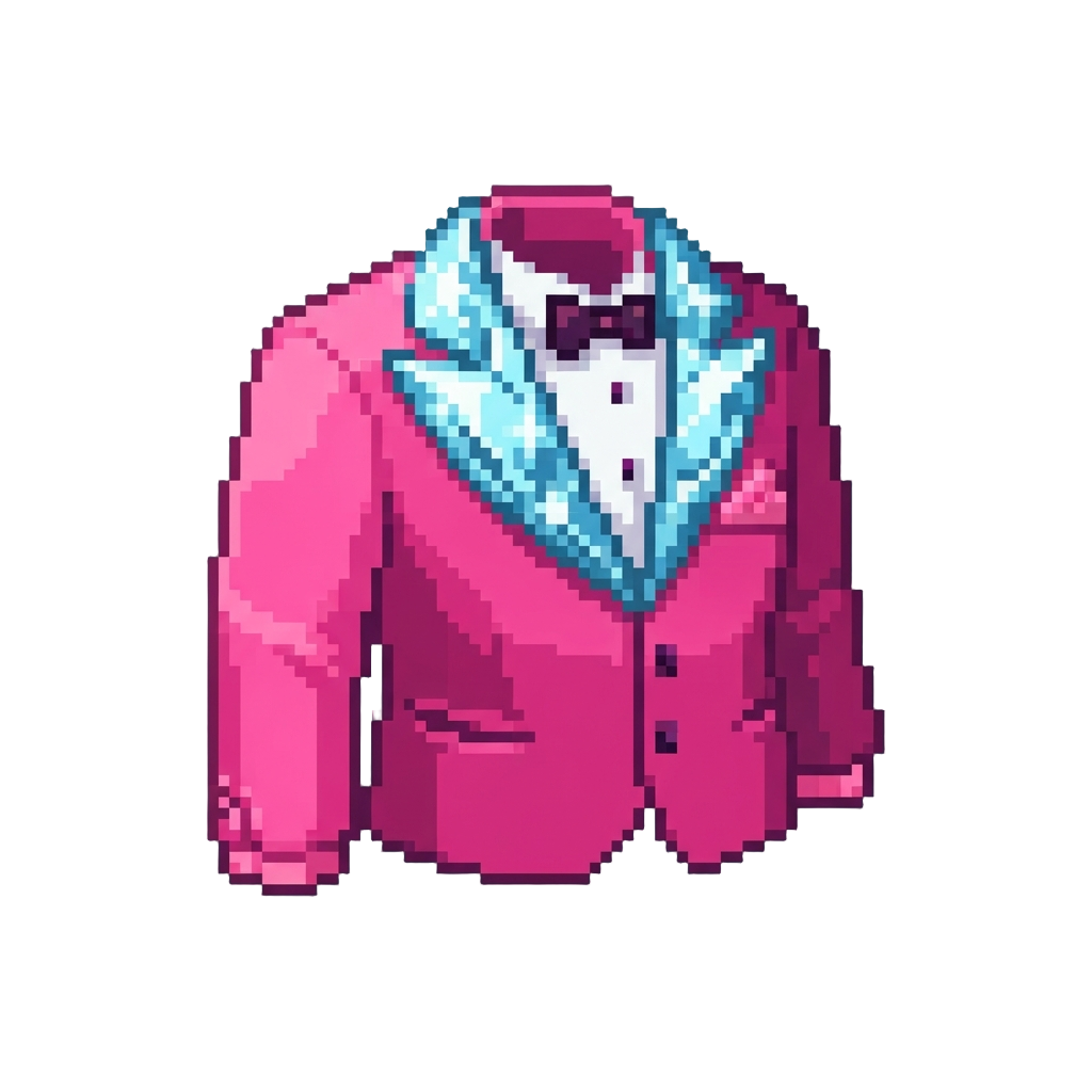 A Neon Pink Velvet Tuxedo with Giant Crystal Lapels