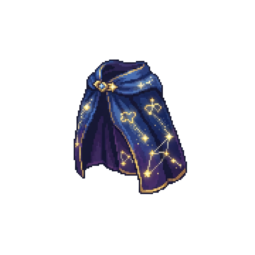 A Magical Starlight Cape with Glowing Constellation Patterns