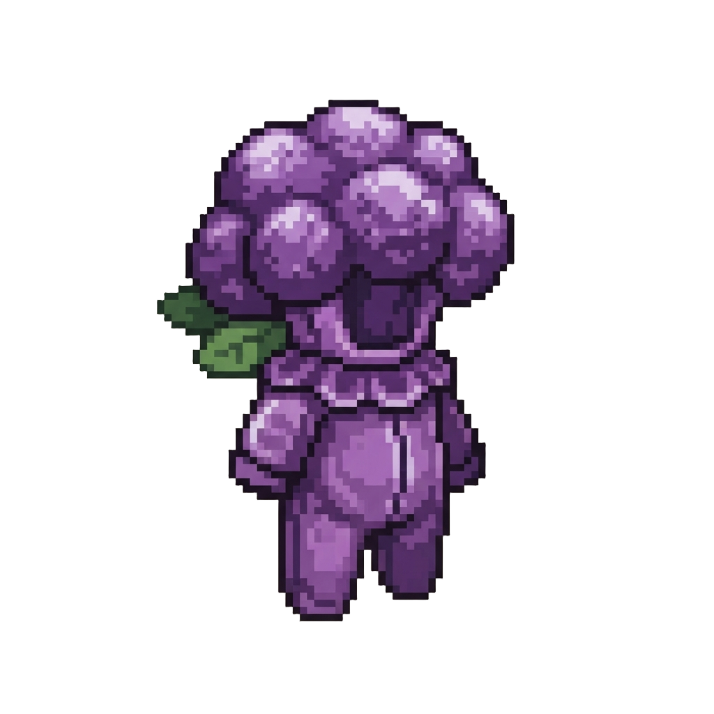 A Full-body Shiny Purple Velvet Broccoli Costume