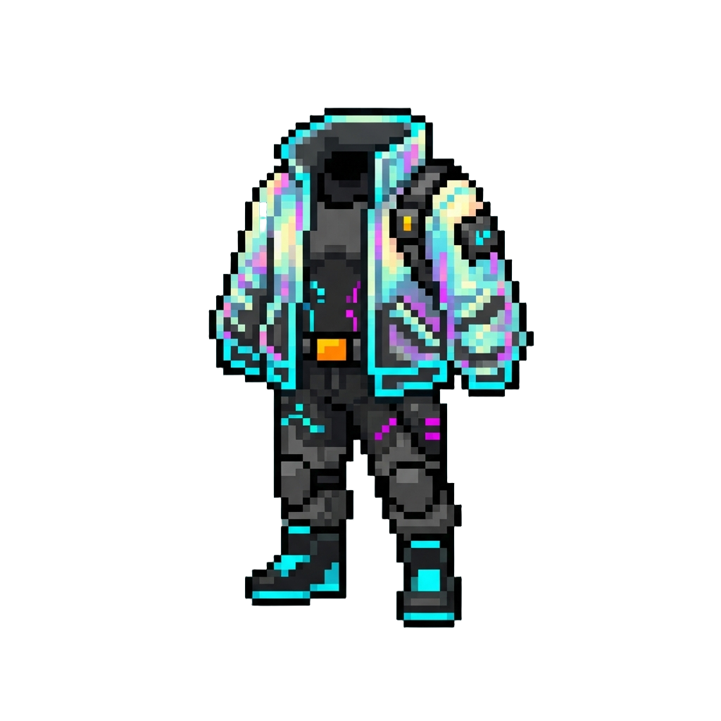 A Futuristic Cyber-pop Outfit with Holographic Jacket