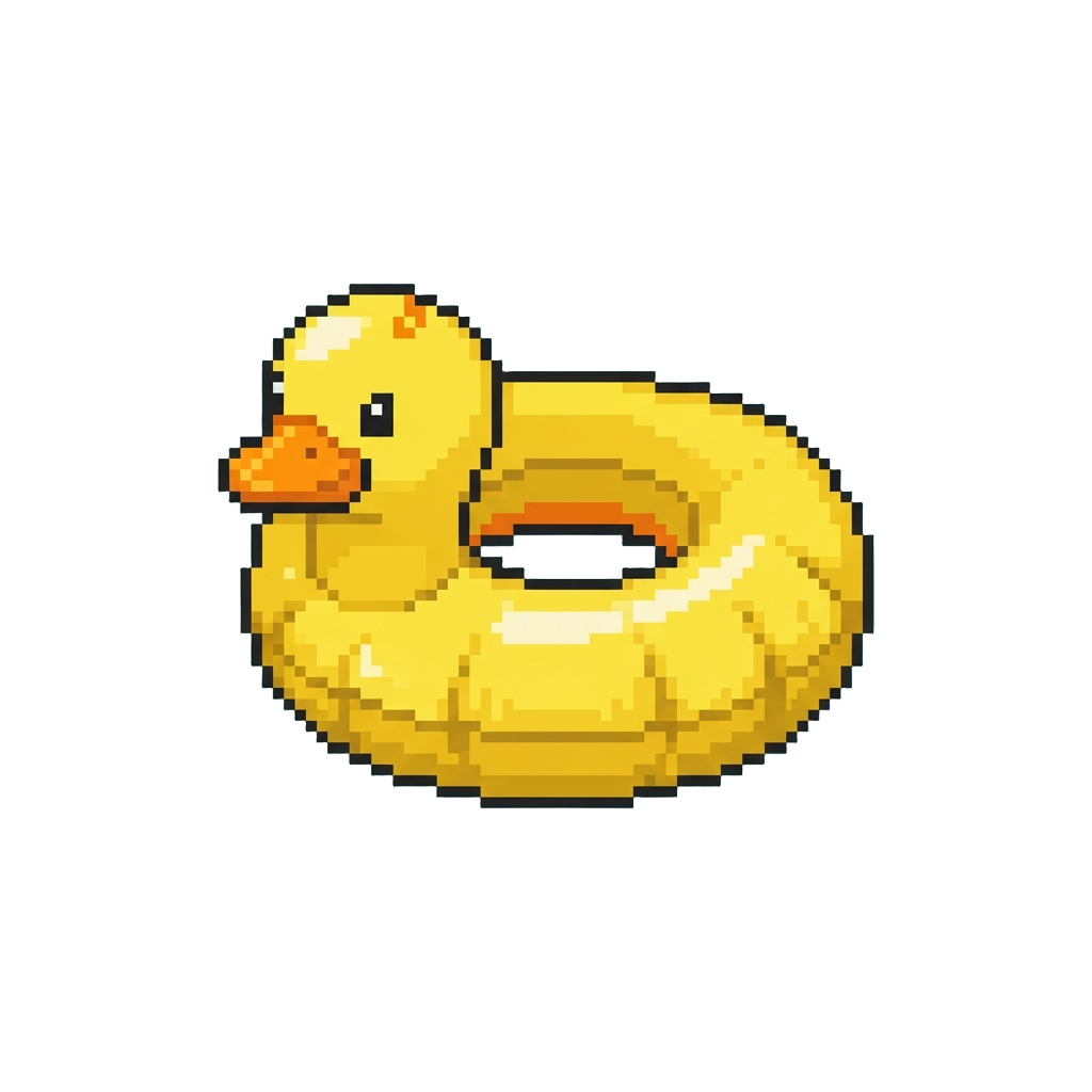 A Giant Inflatable Rubber Ducky Inner Tube Stuck Around the Waist