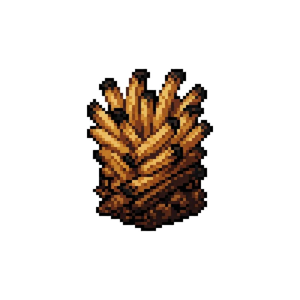 Burnt Blackened Golden Fries Tower
