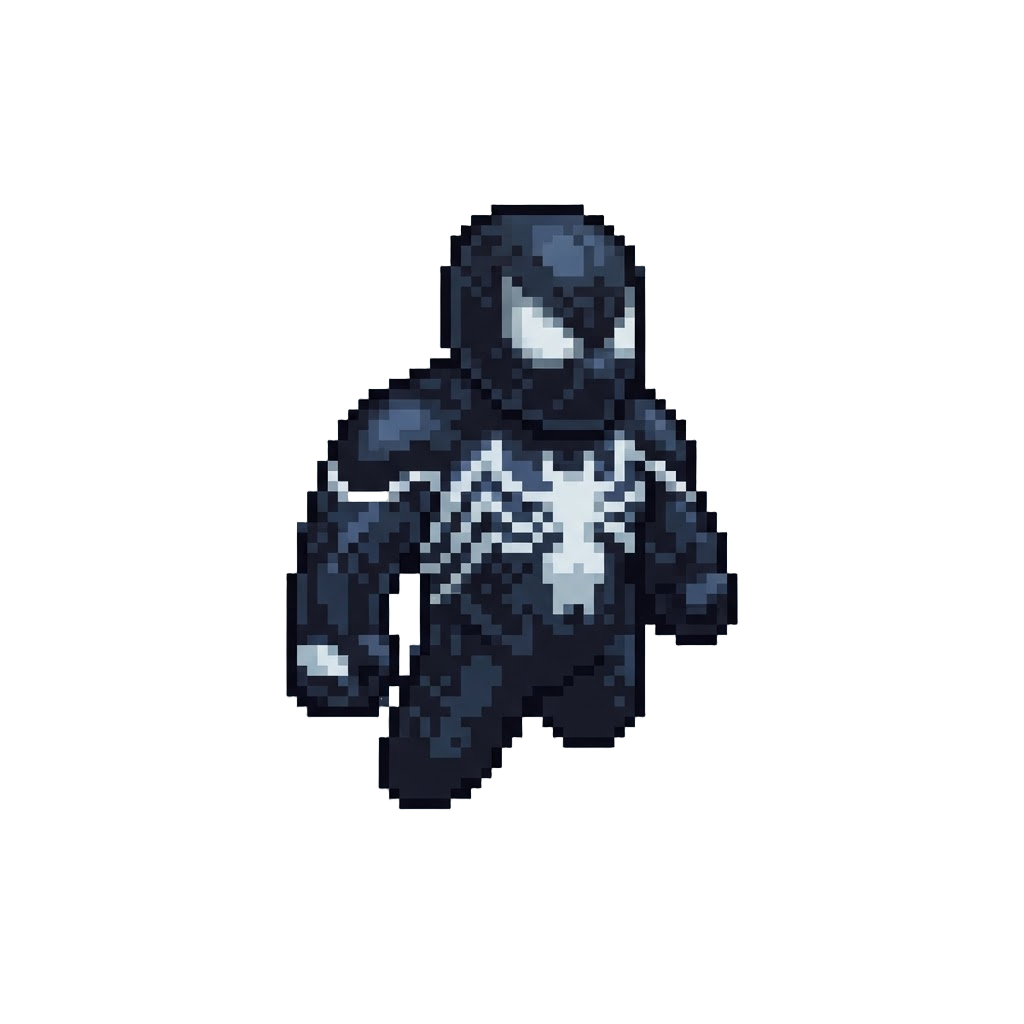 A High-tech Symbiote-mesh Spider-suit with Sharp Emblem Lines