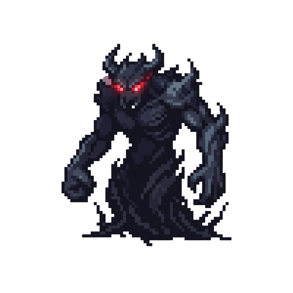 A Towering Shadow Monster with Glowing Red Eyes