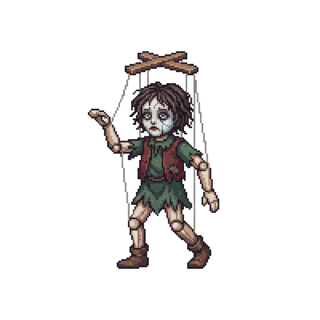 A Creepy Marionette Puppet Mimicking @image1's Movement