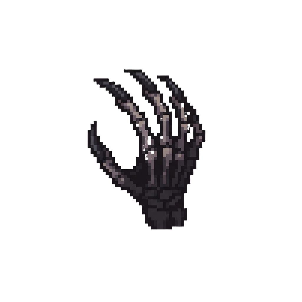 A Skeletal Shadowy Hand with Long Nails