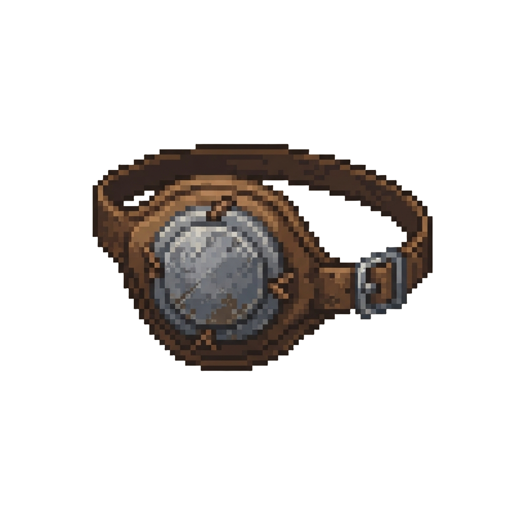A Weathered Iron Eyepatch Bound in Leather