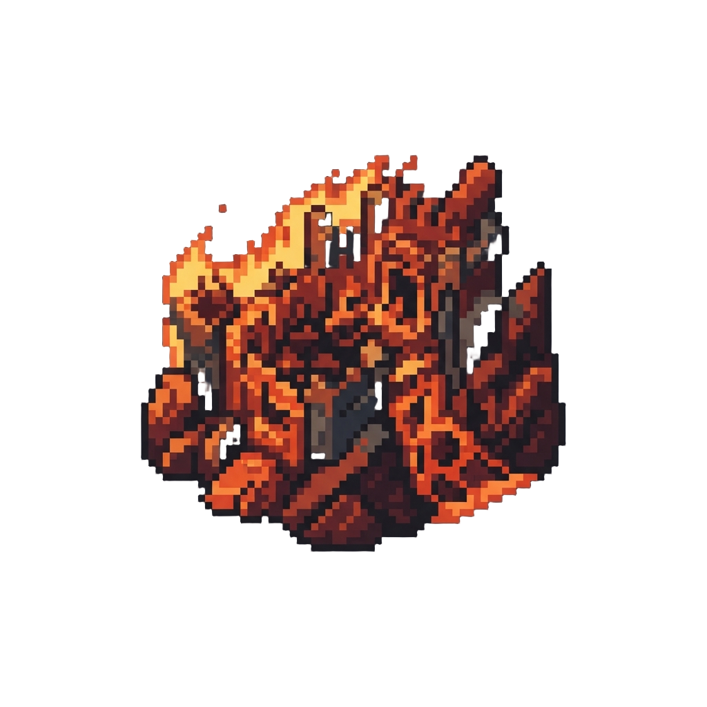 A Burning Infernal Hellscape Collapsing in Flames