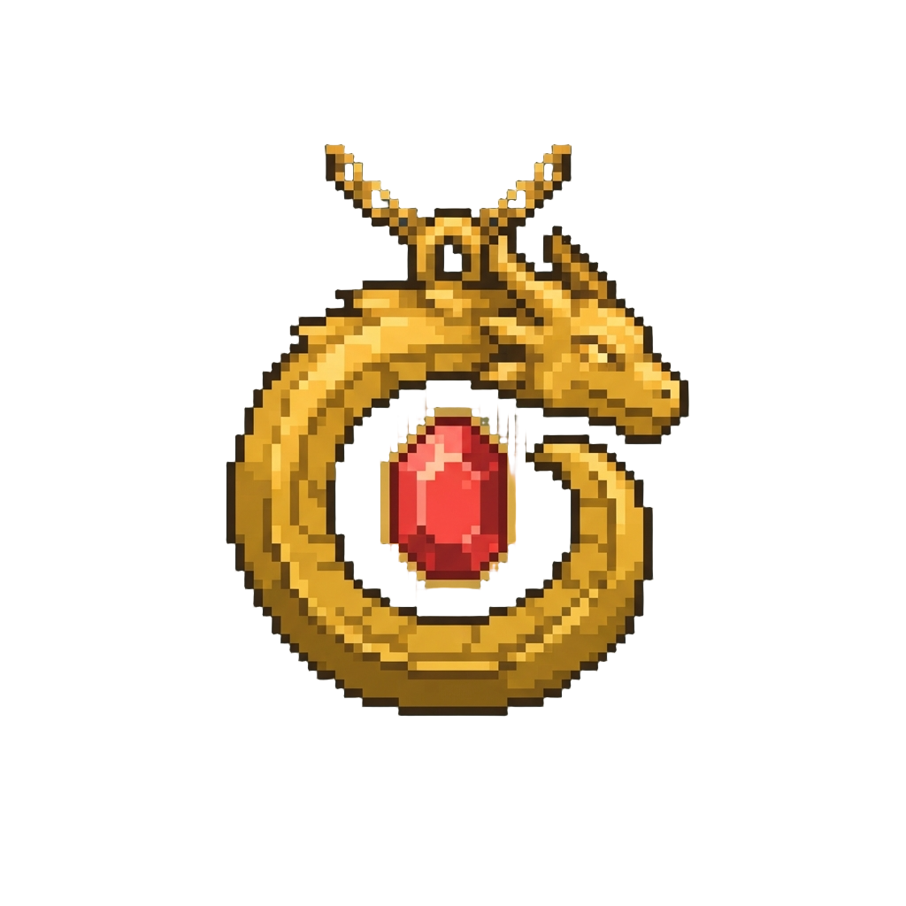 A Glowing Golden Dragon Amulet