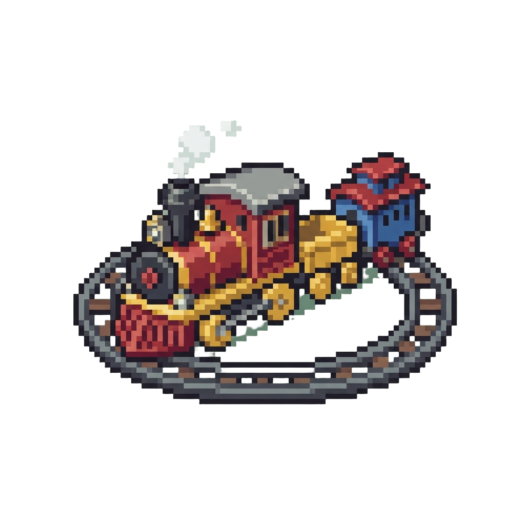 A Toy Train Chugging Slowly in a Circle
