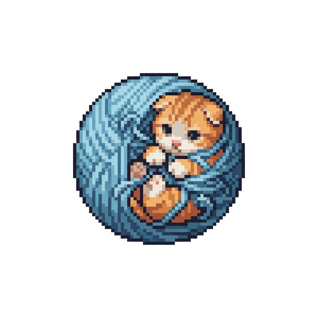 A Fluffy Kitten Tangled in a Yarn Ball