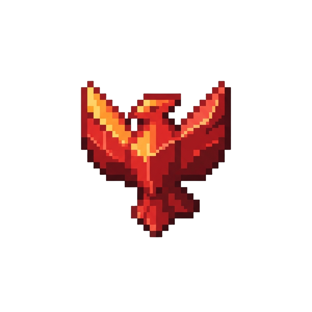 A Shimmering Crimson Phoenix Crystal