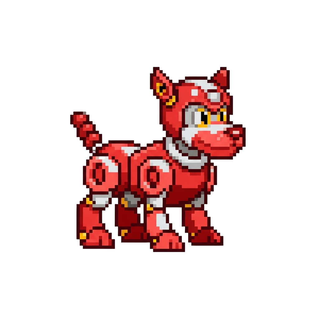 A Retro Pixel Rush Robot Dog