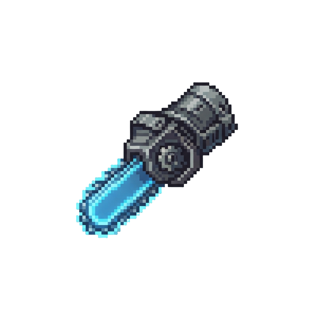 A Glowing Blue-edged Chainsaw Hand
