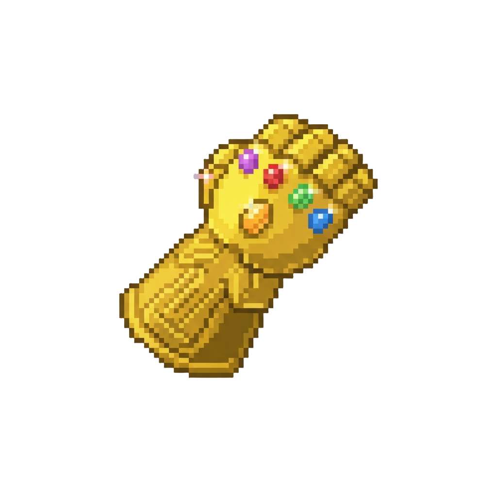 A Golden Infinity Gauntlet with Radiant Gems