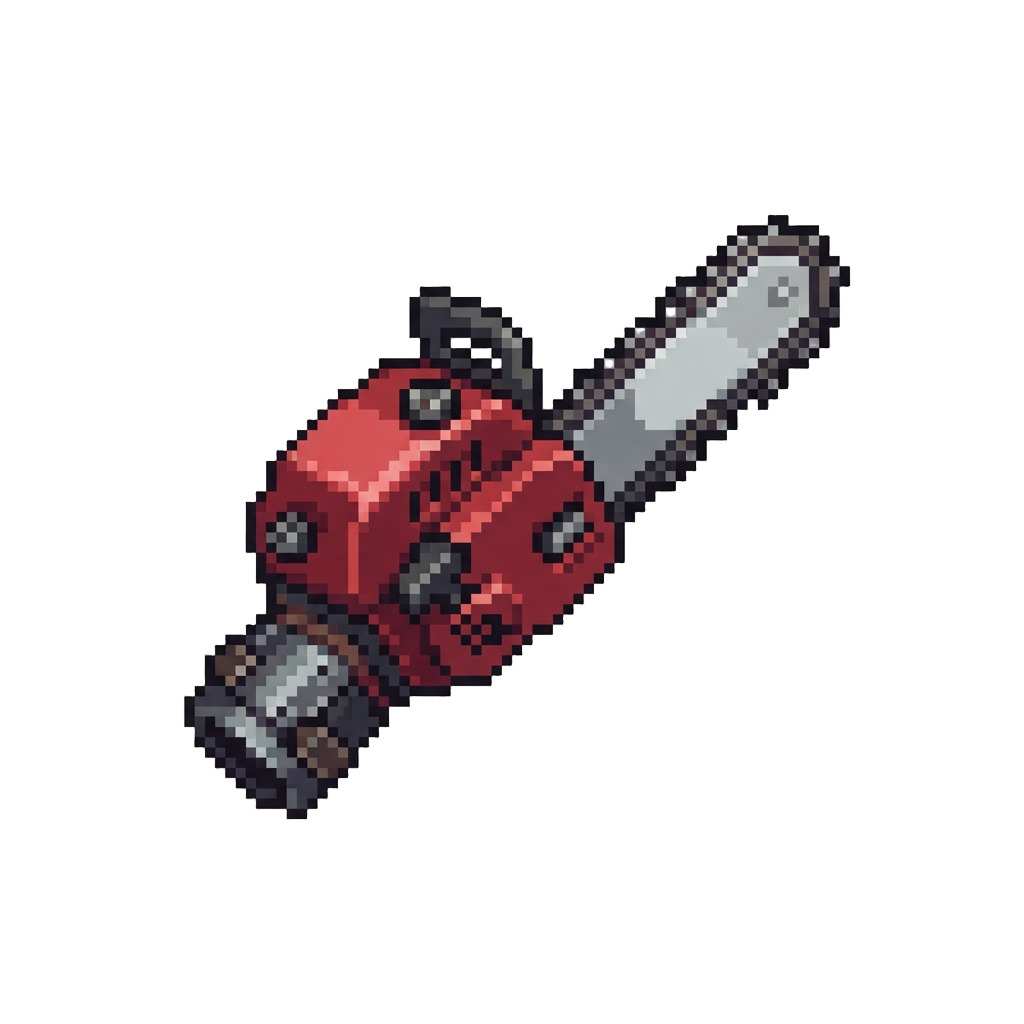 A Red Hand-mounted Chainsaw