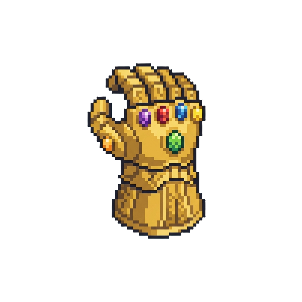 A Pixelated Infinity Gauntlet Pulsing with Cosmic Power