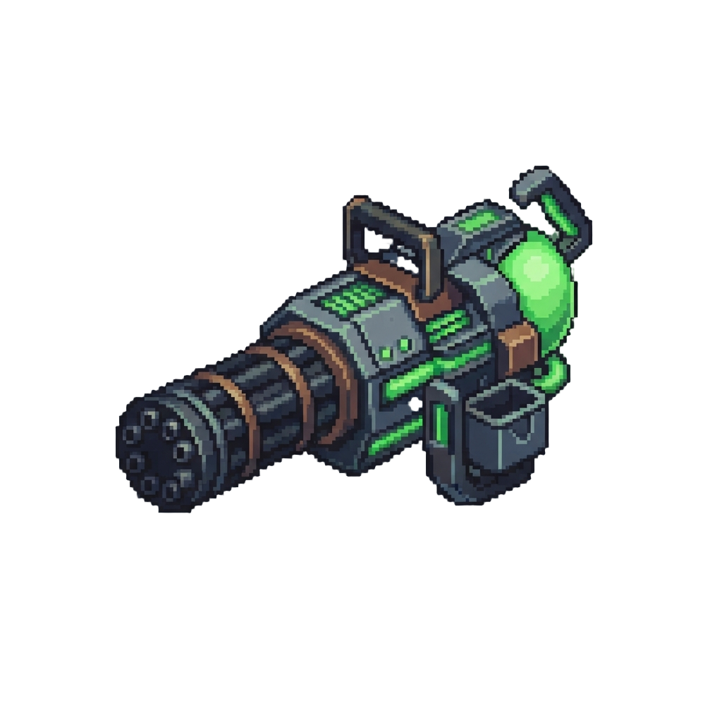 A Green-glowing Bfg Gatling Cannon