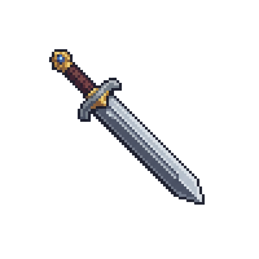 A Silver Pixelated Power Sword