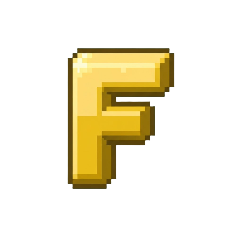 A Glowing Golden 3d Letter F