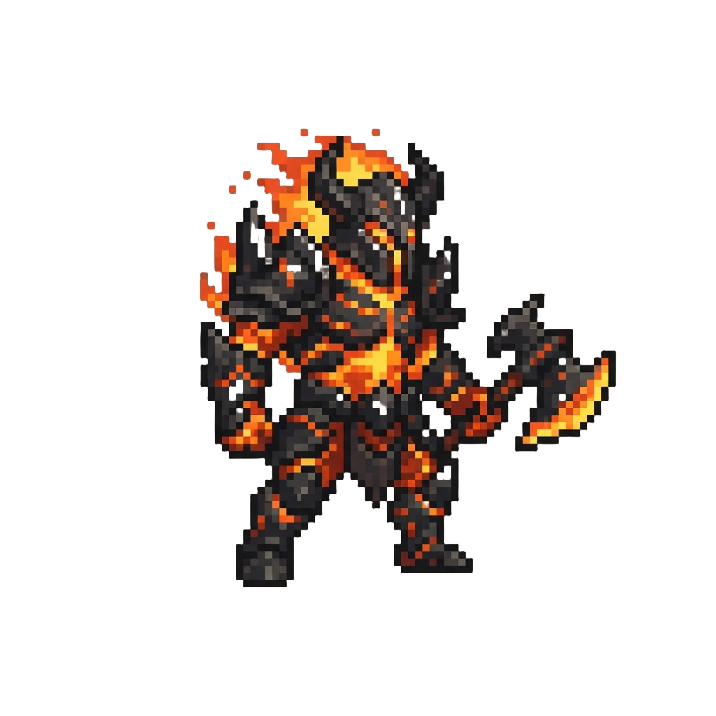 A Magma-infused Berserker Form with Obsidian Armor