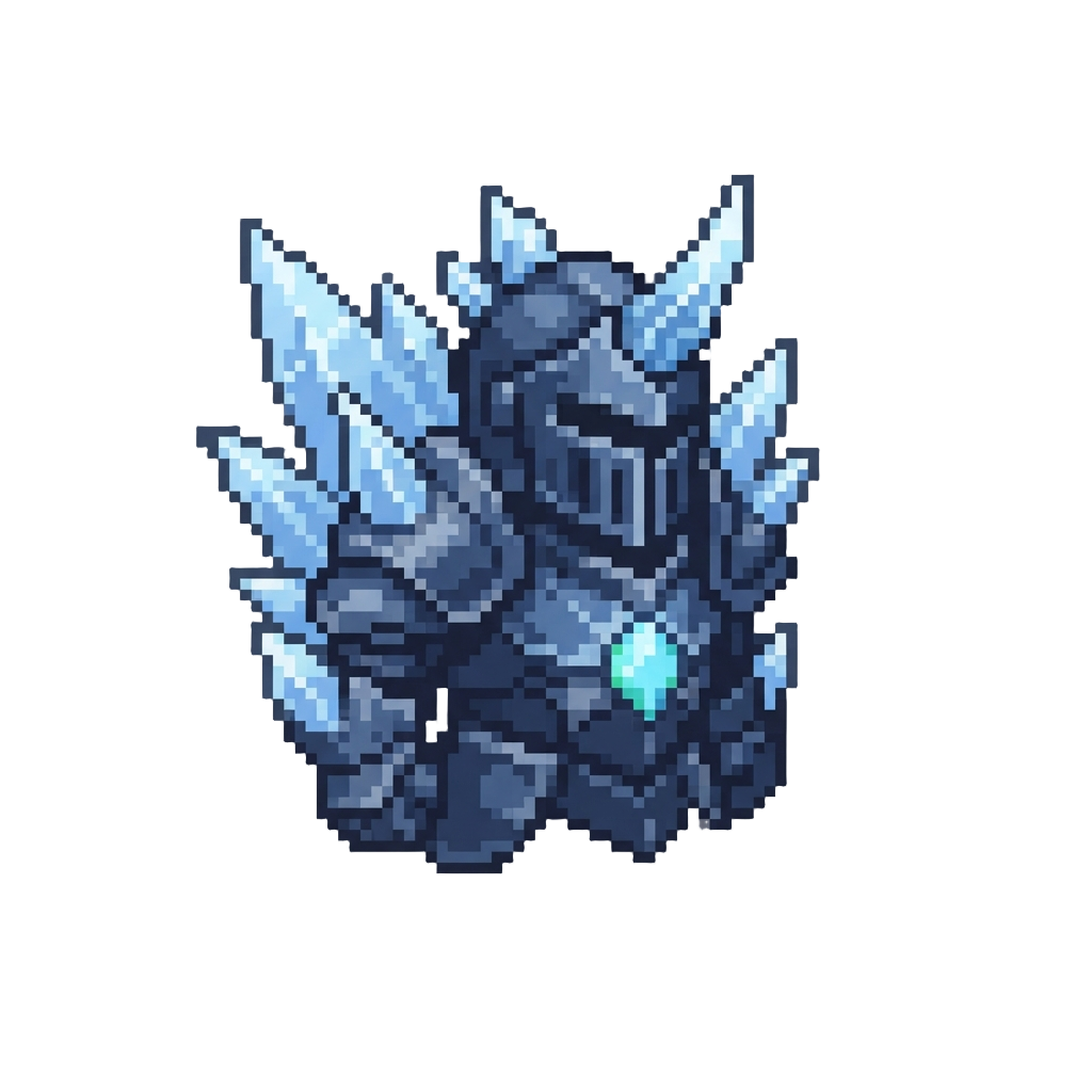 A Frost-core Knight Form with Crystal Icy Spikes