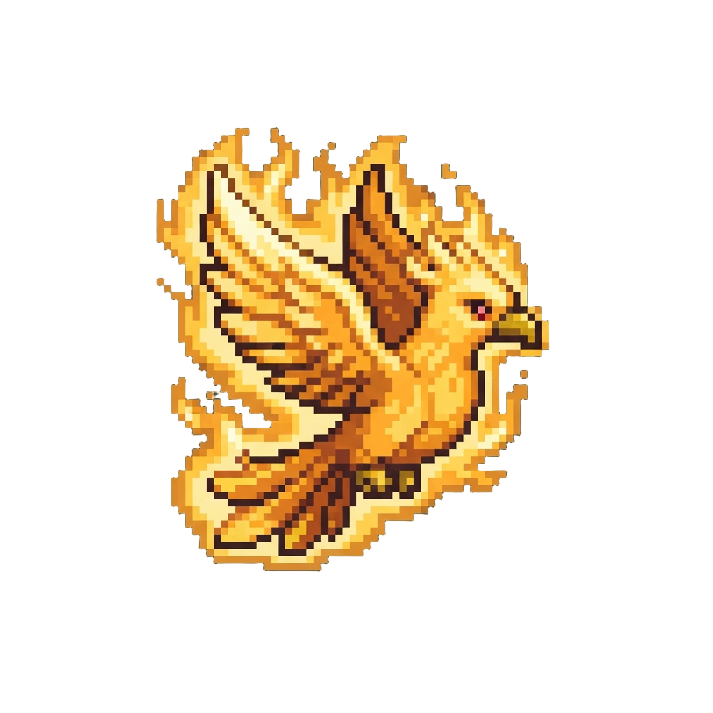 A Radiant Solar Phoenix Form Surrounded by Golden Flames