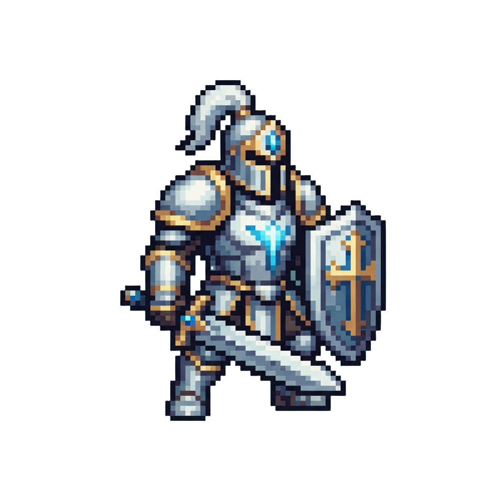 A Armored Paladin Form with Glowing Blue Crests