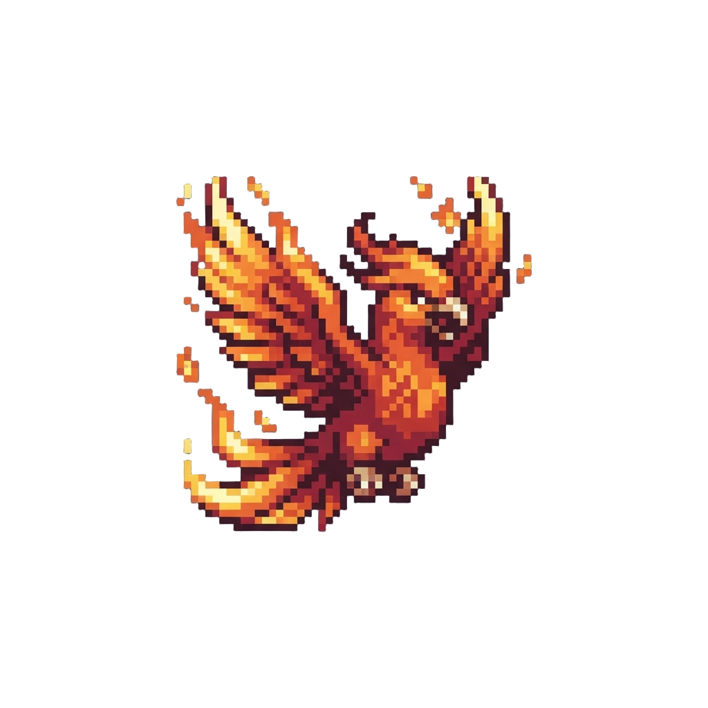 A Fiery Phoenix with Blazing Wings