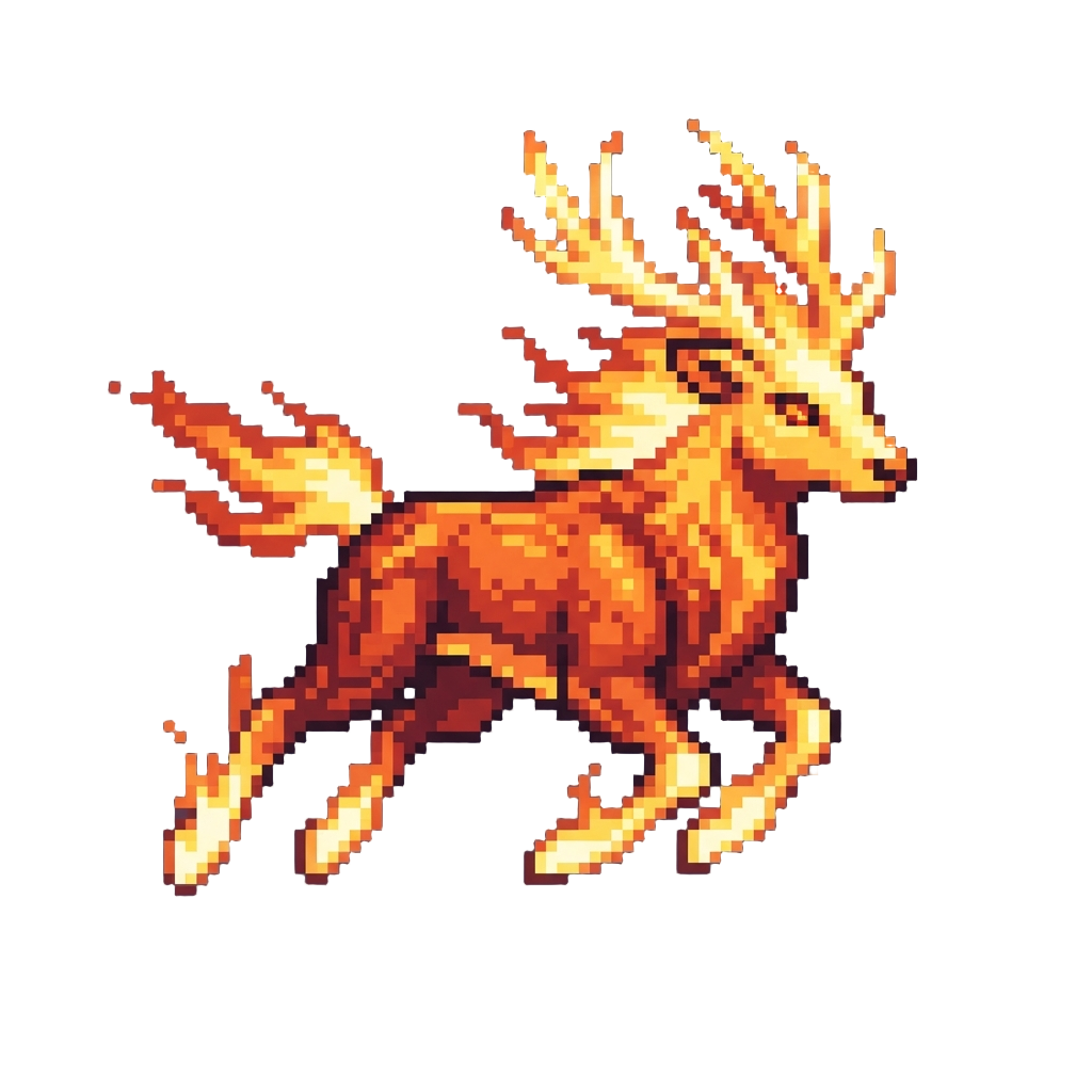 A Majestic Galloping Flame Stag