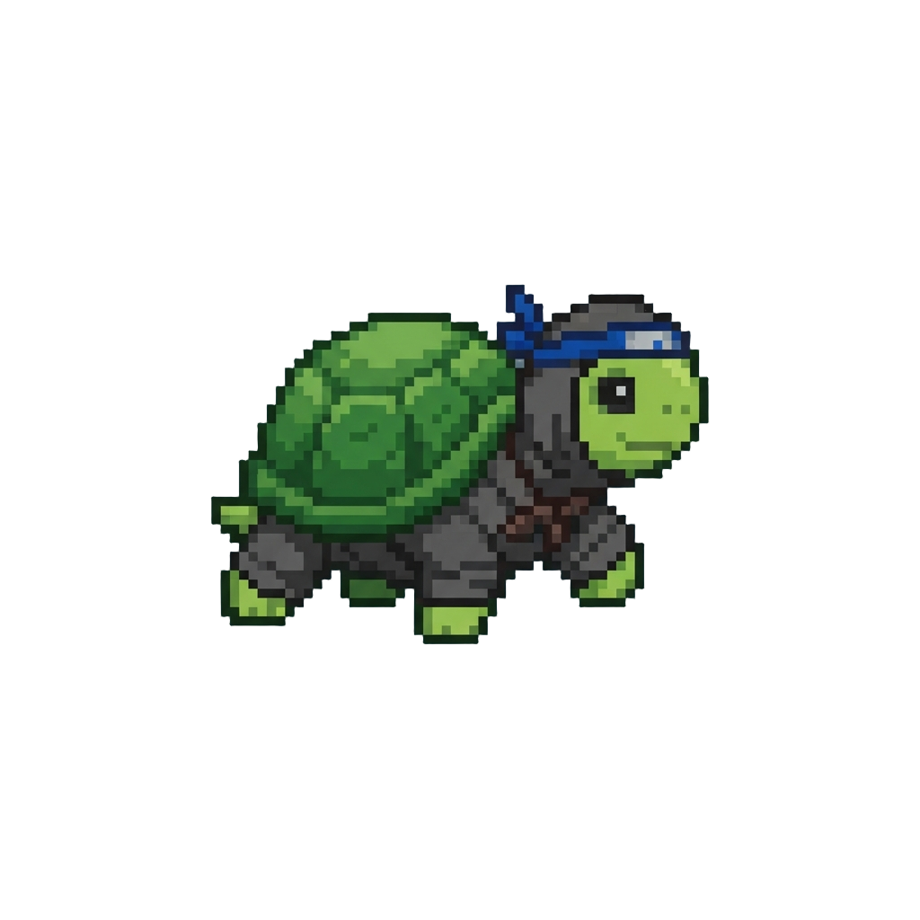 A Tiny Baby Turtle Wearing Miniature Ninja Wraps