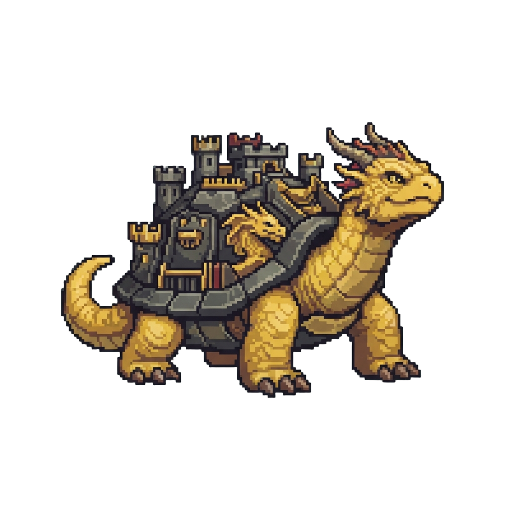 A Massive Golden Dragon-crested Turtle with a Fortress Shell