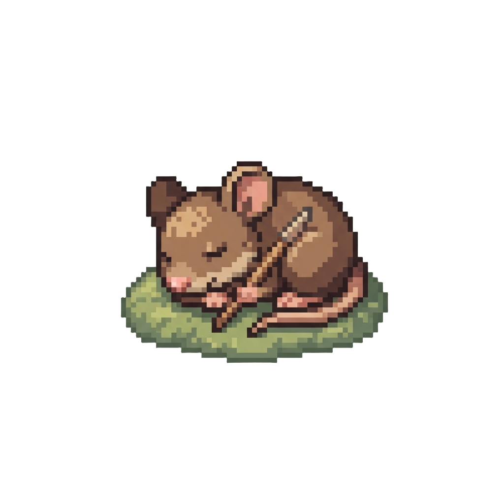 A Tiny Sleeping Field Mouse with a Toothpick Spear