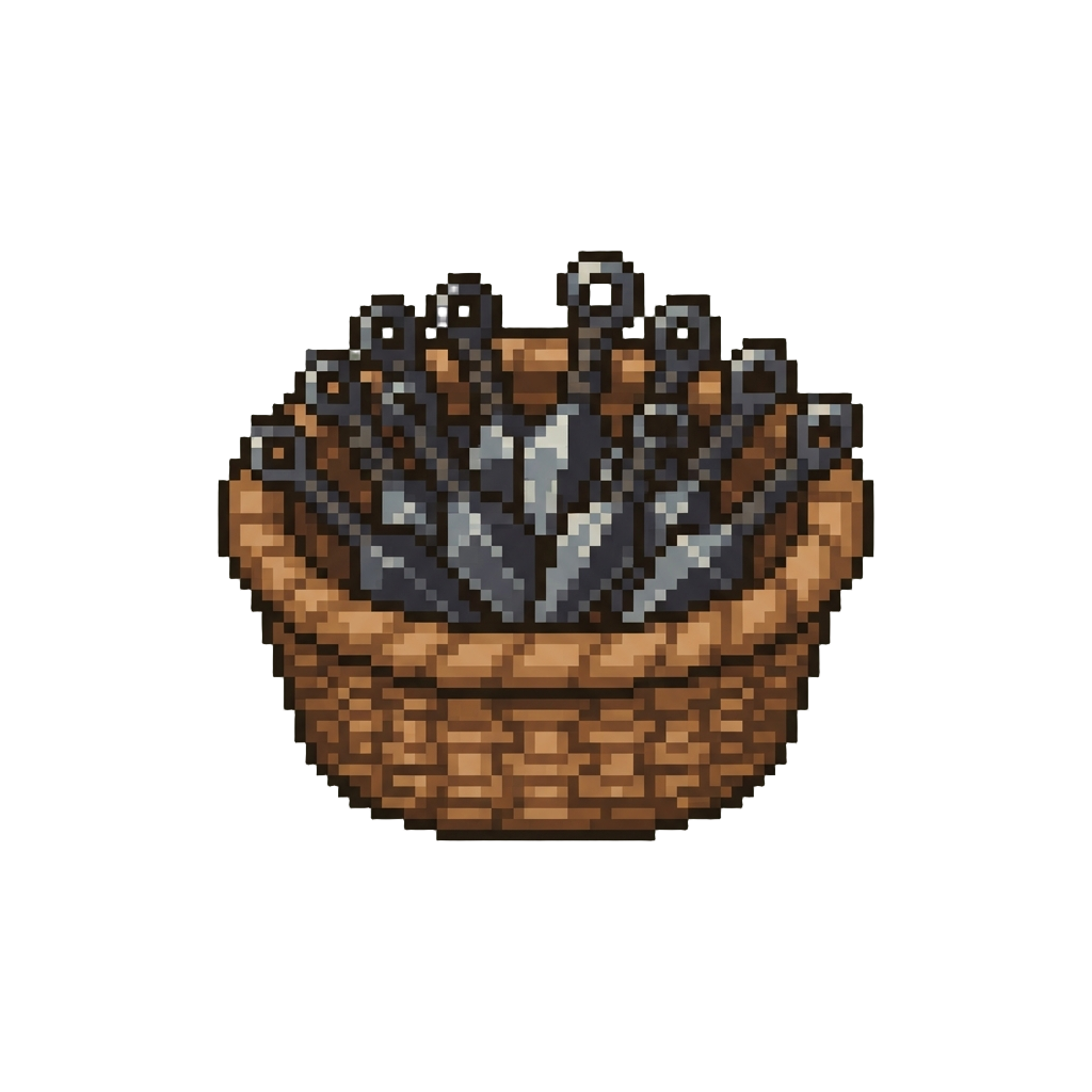 A Giant Wicker Basket Full of Shiny Kunai Props