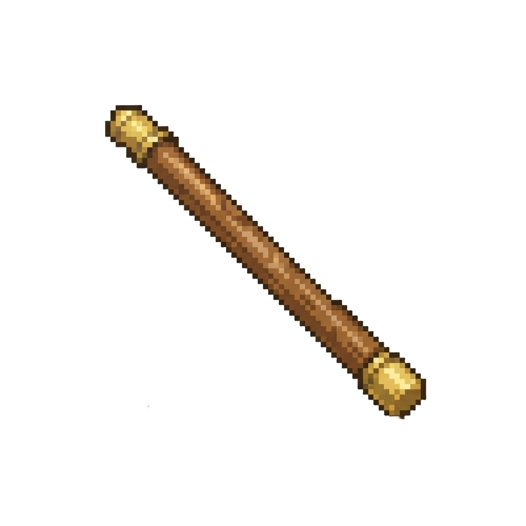 A Polished Wooden Bo Staff with Brass Ends