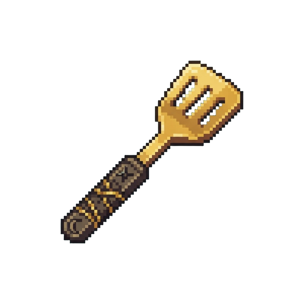 A Golden Spatula with Ninja Engravings