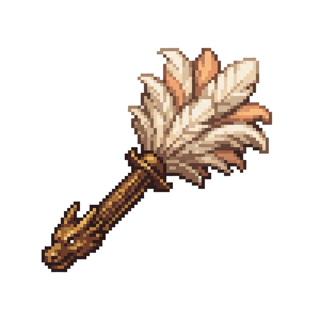A Feather Duster with a Dragon Hilt