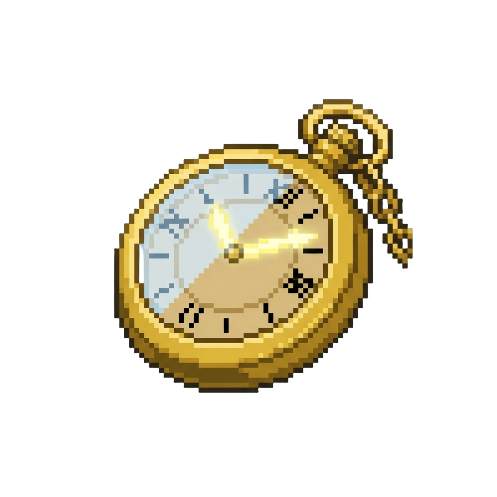 A Golden Pocket Watch with Glowing Hands