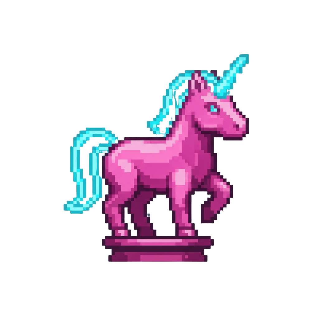 A Glowing Neon Unicorn Statue