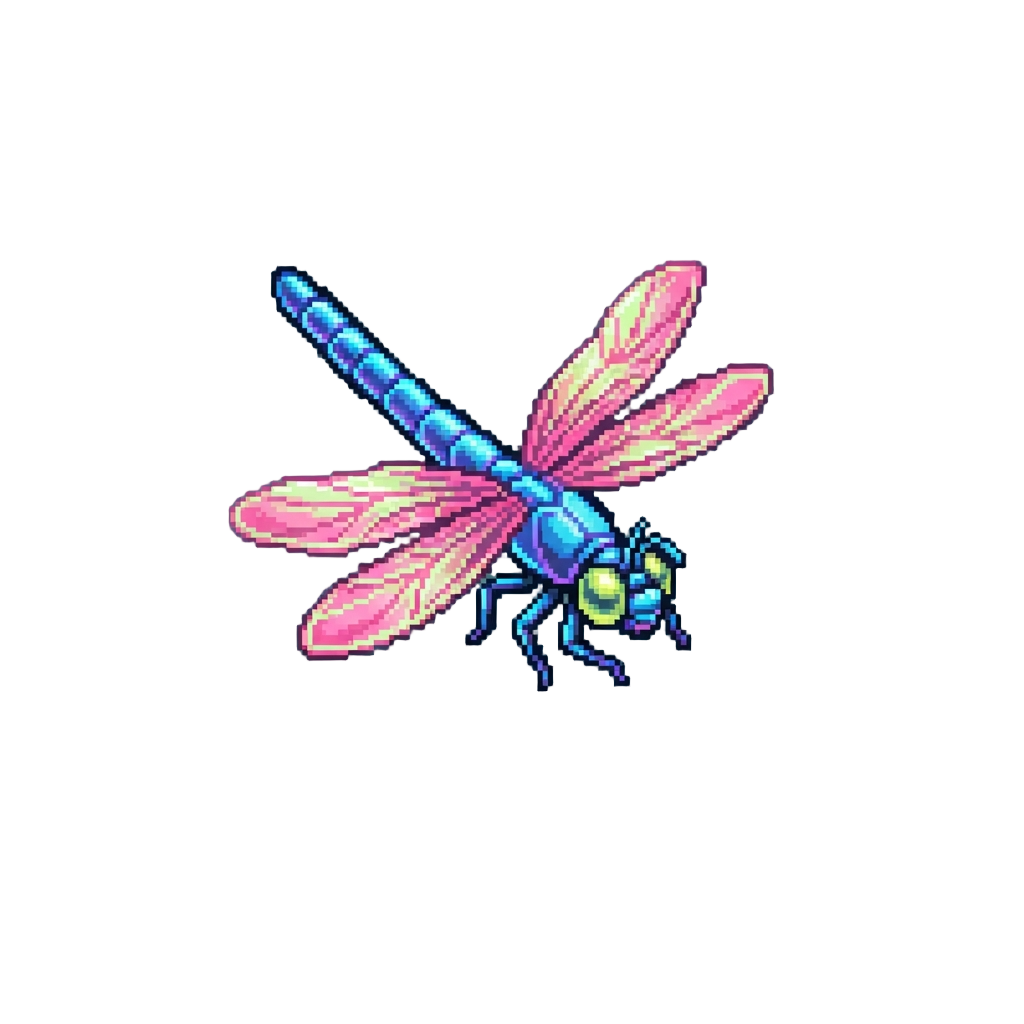 A Floating Neon Dragonfly