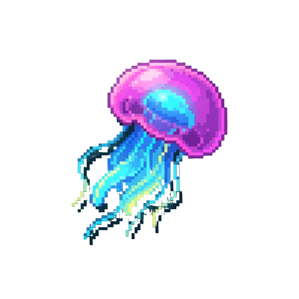 A Floating Neon Jellyfish